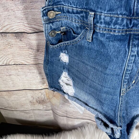 KanCan Distressed Overall Shorts Sz M - Picture 7 of 9